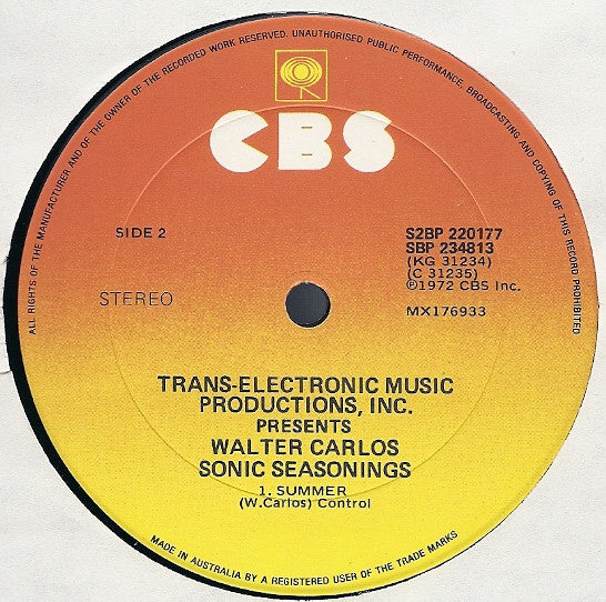 Walter Carlos : Sonic Seasonings (2xLP, Album, RE)