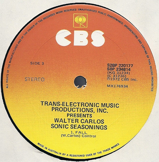 Walter Carlos : Sonic Seasonings (2xLP, Album, RE)