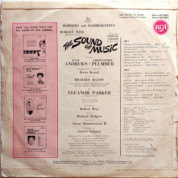 Rodgers & Hammerstein : The Sound Of Music (LP, Album, Mono, RE)