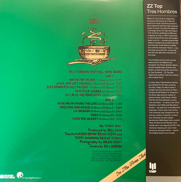 ZZ Top : Tres Hombres (LP, Album, Club, RE, Ora)