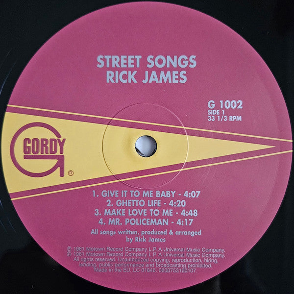 Rick James : Street Songs (LP, Album, RE, RP, 180)