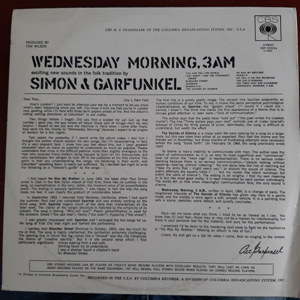 Simon & Garfunkel : Wednesday Morning, 3 A.M. (LP, Album, RE, Sun)