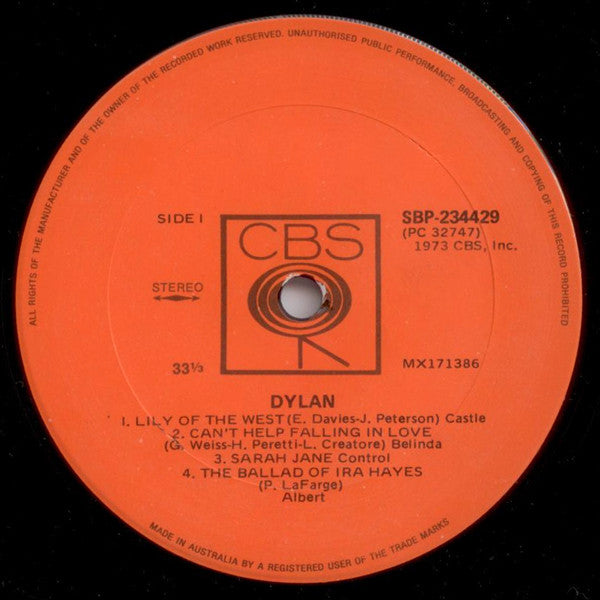 Bob Dylan : Dylan (LP, Album)