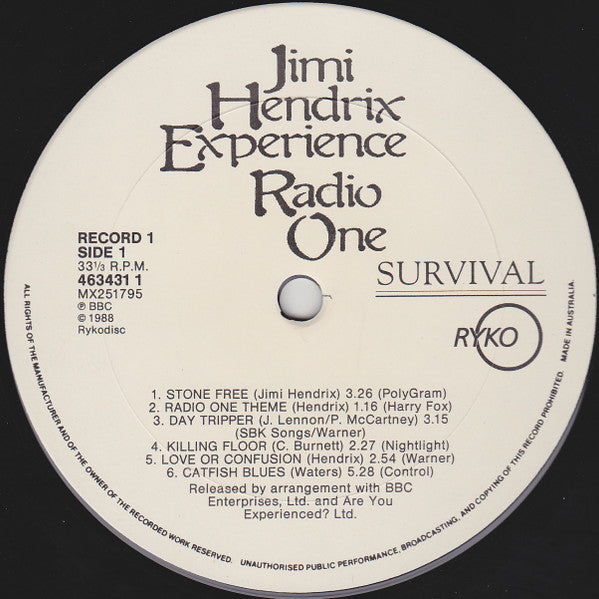 The Jimi Hendrix Experience : Radio One (LP + LP, S/Sided)