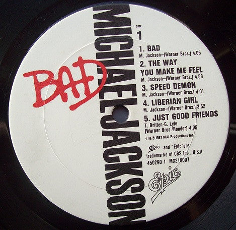 Michael Jackson : Bad (LP, Album, Gat)