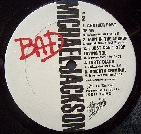 Michael Jackson : Bad (LP, Album, Gat)