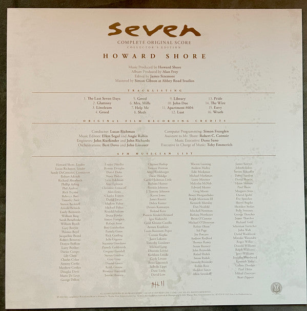Howard Shore : Seven (Complete Original Score) (2xLP, Album, RE, Pur)