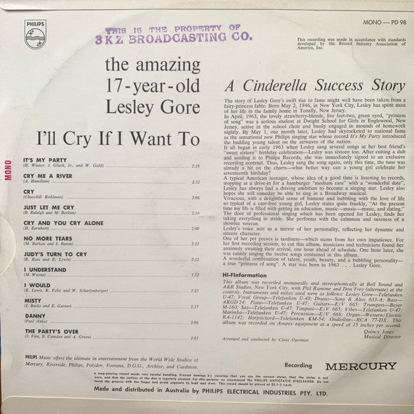 Lesley Gore : I'll Cry If I Want To (LP, Album, Mono)