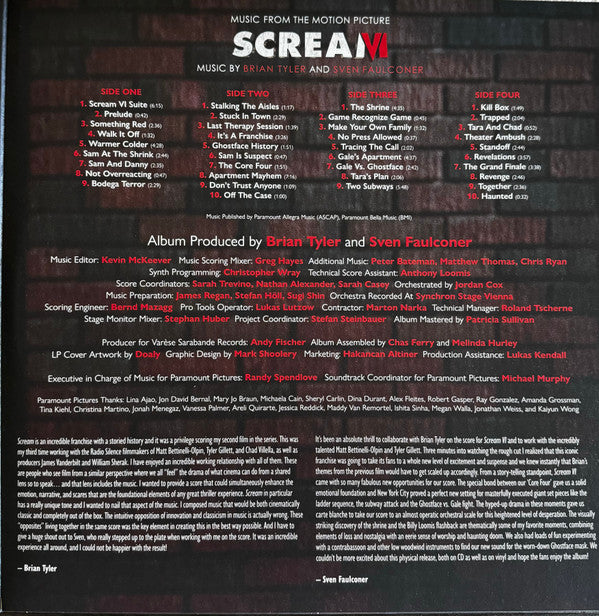 Brian Tyler, Sven Faulconer : Scream VI (Music From The Motion Picture) (2xLP, Album)