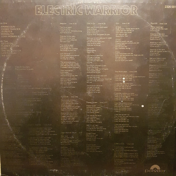 T. Rex : Electric Warrior (LP, Album, RE)
