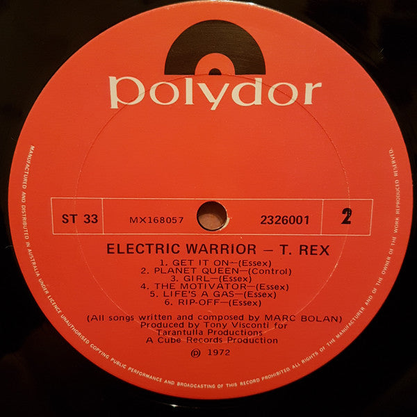 T. Rex : Electric Warrior (LP, Album, RE)