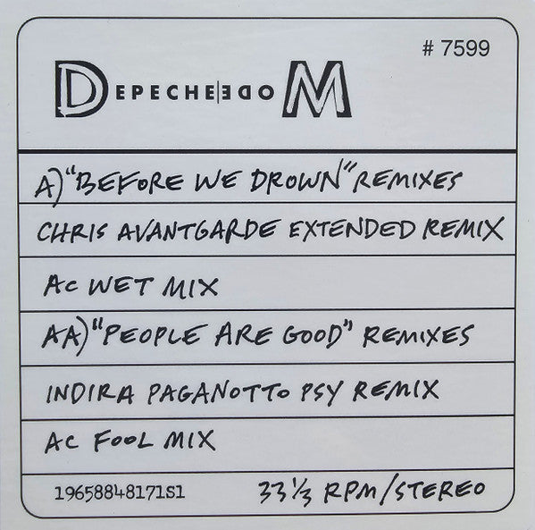 Depeche Mode : Before We Drown (Remixes) / People Are Good (Remixes) (12", Ltd, Num)