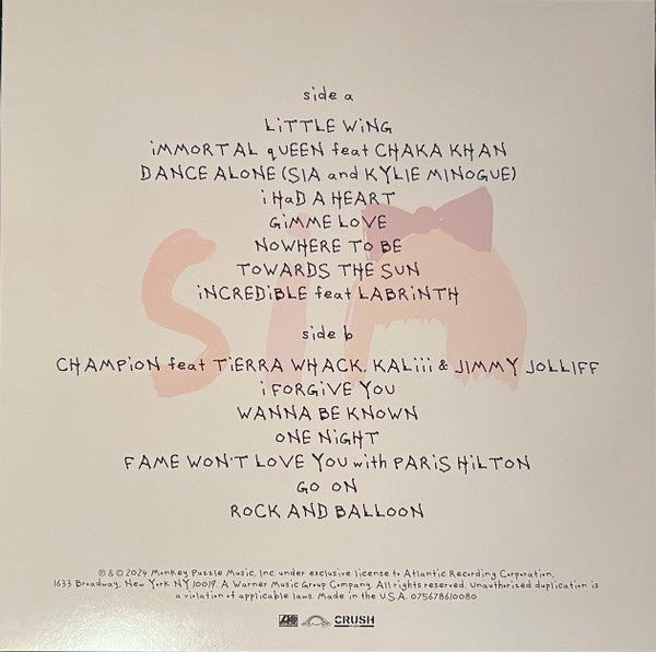 Sia : Reasonable Woman (LP, Album, Pin)