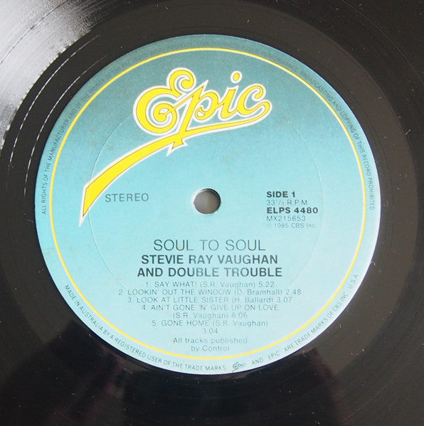 Stevie Ray Vaughan & Double Trouble : Soul To Soul (LP, Album)