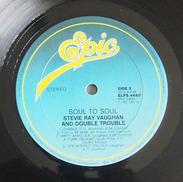Stevie Ray Vaughan & Double Trouble : Soul To Soul (LP, Album)