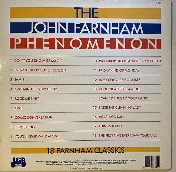 John Farnham : The John Farnham Phenomenon (18 Farnham Classics) (LP, Comp)