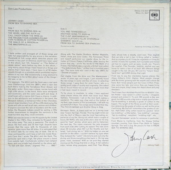 Johnny Cash : From Sea To Shining Sea (LP, Album, Pit)