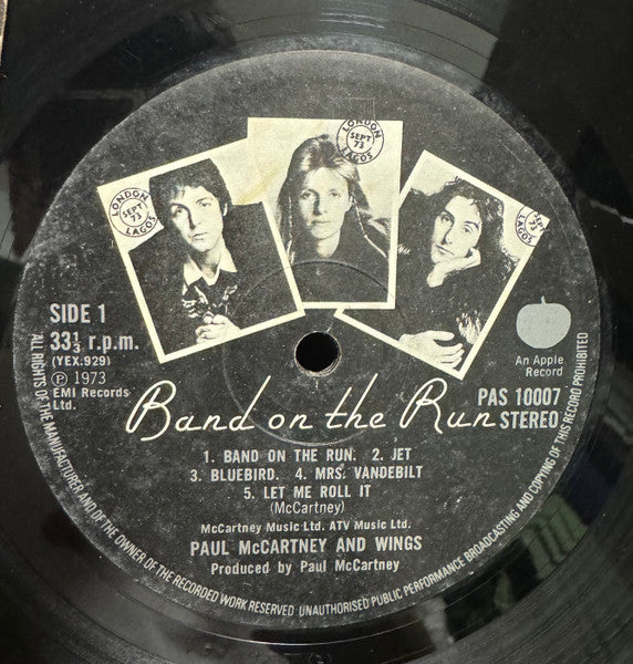 Wings (2) : Band On The Run (LP, Album, Tex)