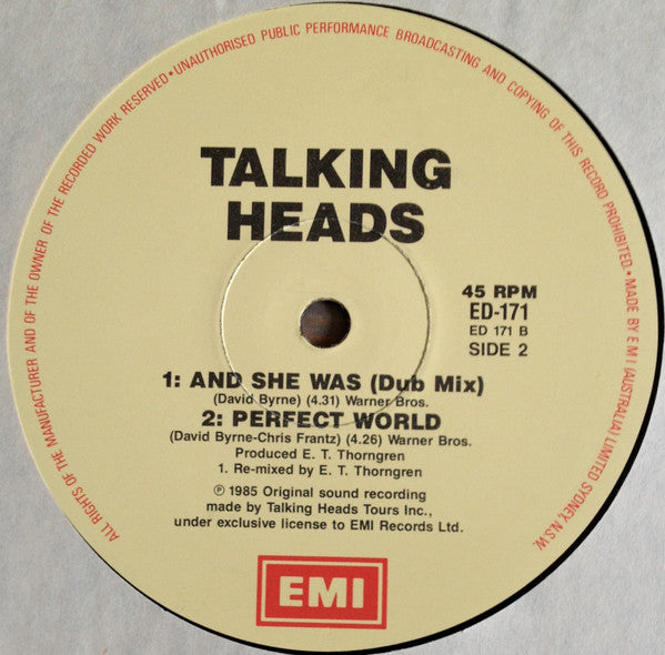 Talking Heads : And She Was (12", Single)