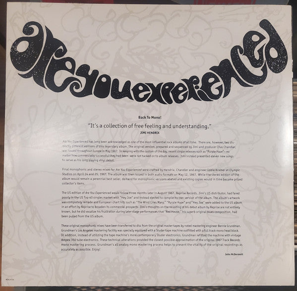 The Jimi Hendrix Experience : Are You Experienced (LP, Album, Mono, RE, RM, 180)
