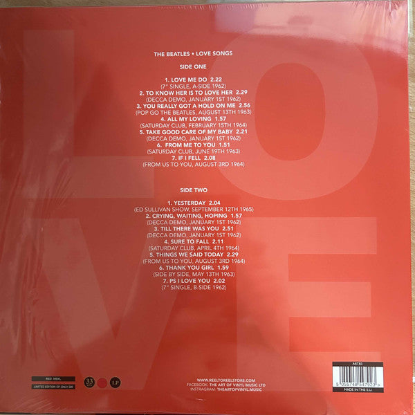 The Beatles : Love Songs (LP, Comp, Ltd, Unofficial, Red)