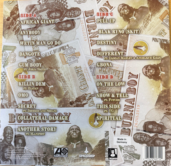 Burna Boy : African Giant (LP, Album, Ltd, RE, Gol)