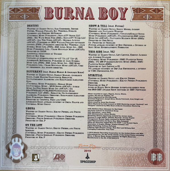 Burna Boy : African Giant (LP, Album, Ltd, RE, Gol)