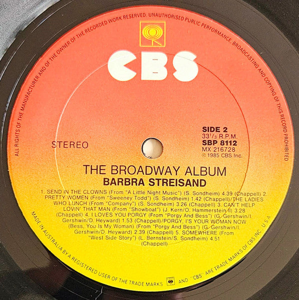 Barbra Streisand : The Broadway Album (LP, Album)