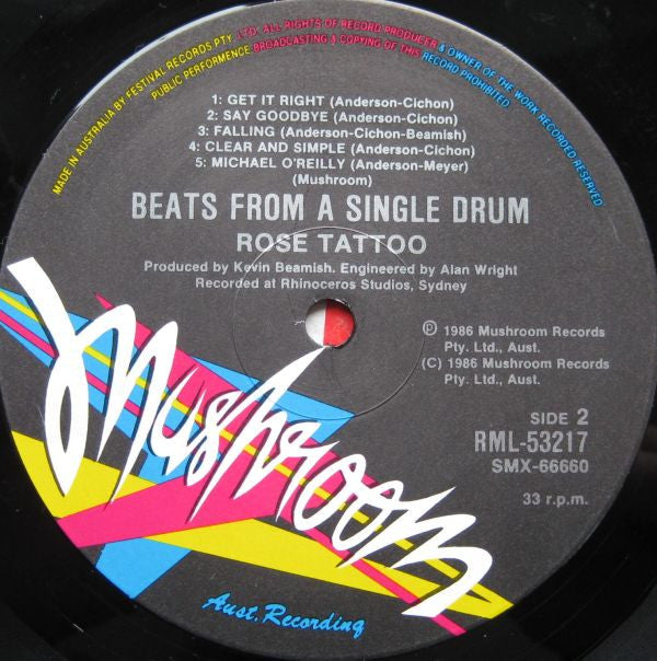 Rose Tattoo : Beats From A Single Drum (LP, Album)