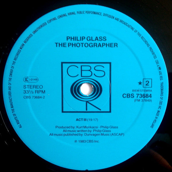 Philip Glass : The Photographer (LP, Album)