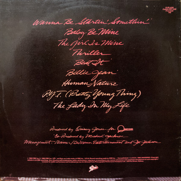Michael Jackson : Thriller (LP, Album, Gat)