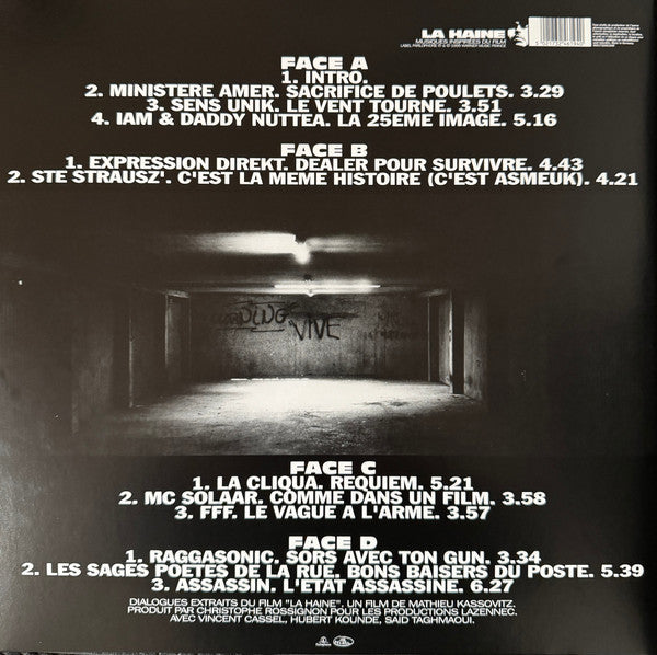 Various : Musiques Inspirées Du Film "La Haine" (2xLP, Album, Comp, RE, Gat)