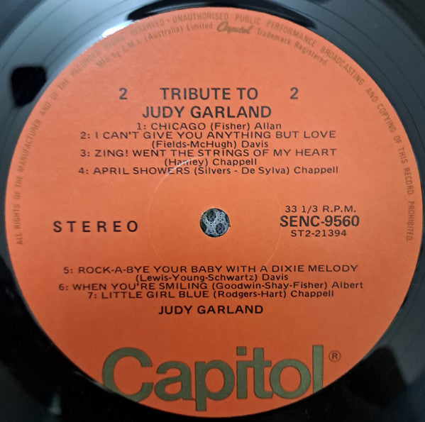 Judy Garland : Tribute To Judy Garland (LP, Comp)