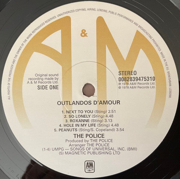 The Police : Outlandos D'Amour (LP, Album, RE)