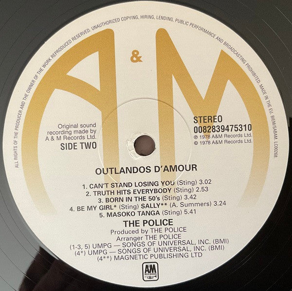 The Police : Outlandos D'Amour (LP, Album, RE)