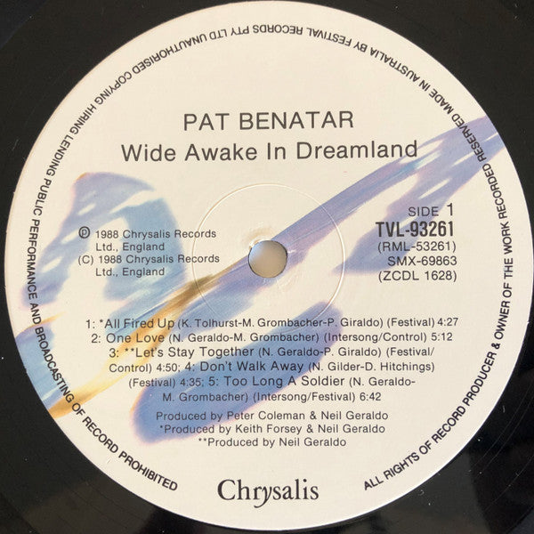 Pat Benatar : Wide Awake In Dreamland (LP, Album)