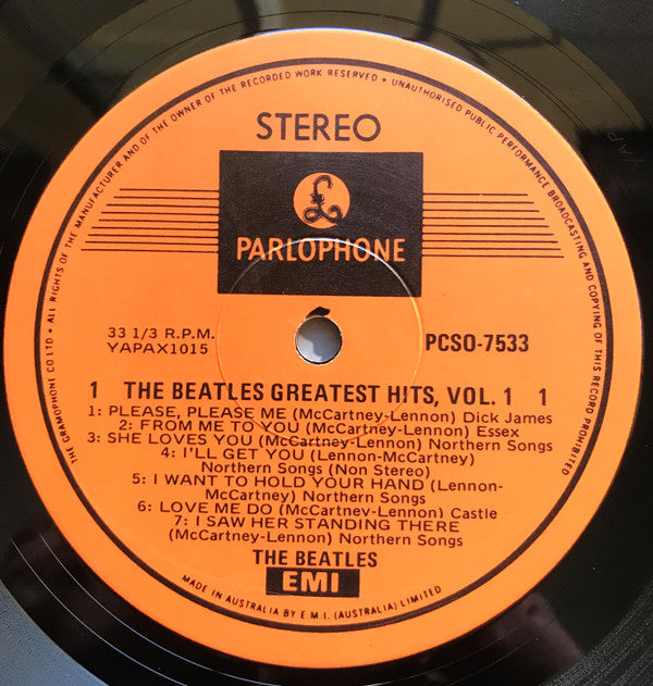 The Beatles : Greatest Hits Volume 1 (LP, Comp, RE, ora)