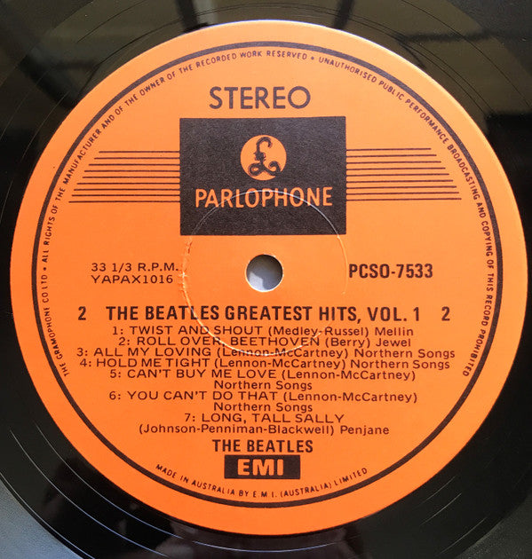 The Beatles : Greatest Hits Volume 1 (LP, Comp, RE, ora)