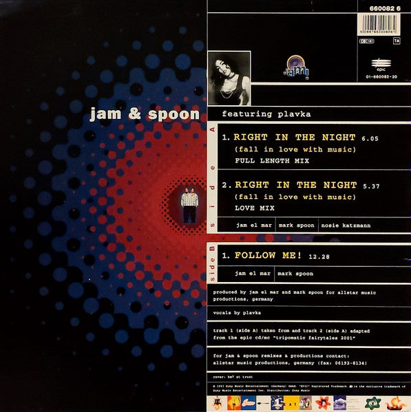 Jam & Spoon Feat. Plavka : Right In The Night (Fall In Love With Music) (12")