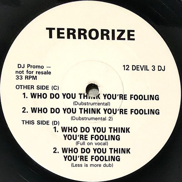 Terrorize : Natural High / Who Do You Think You Are Fooling (2x12", Promo)