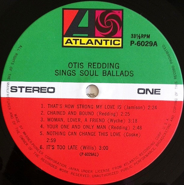 Otis Redding : The Great Otis Redding Sings Soul Ballads (LP, Album, Mono, RE)