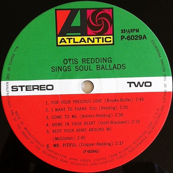 Otis Redding : The Great Otis Redding Sings Soul Ballads (LP, Album, Mono, RE)