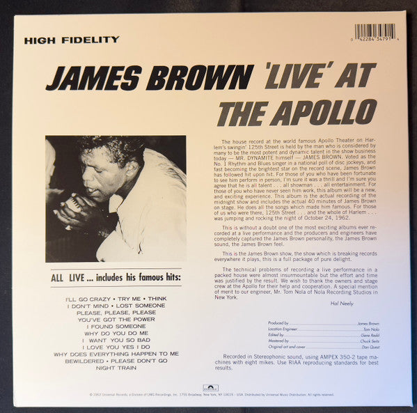 James Brown : 'Live' At The Apollo (LP, Album, RE, 180)