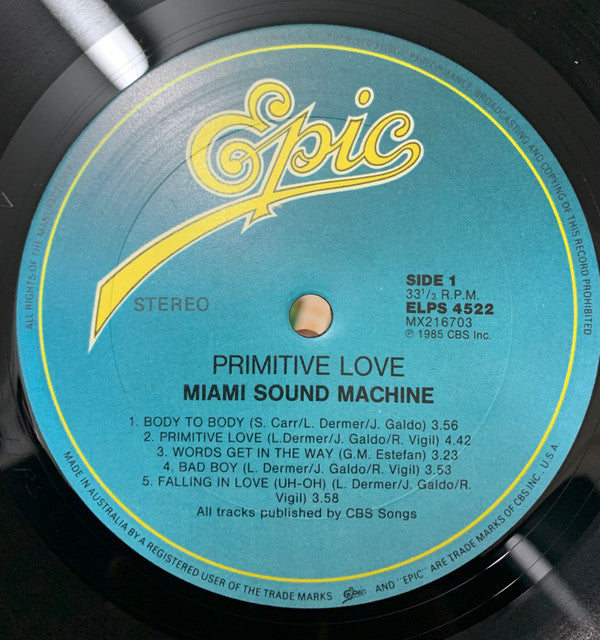 Miami Sound Machine : Primitive Love (LP, Album)