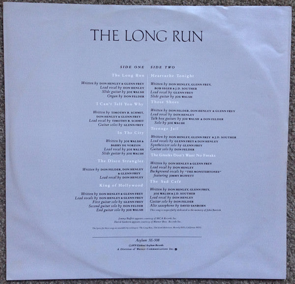 Eagles : The Long Run (LP, Album, Gat)