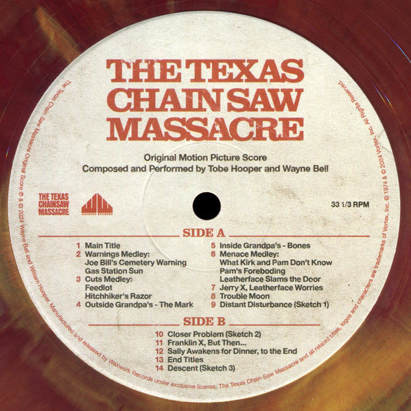 Tobe Hooper And Wayne Bell (6) : The Texas Chain Saw Massacre (Original Motion Picture Score) (LP, Album, RM, Tex)