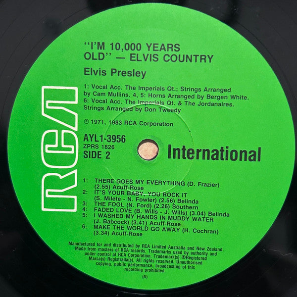 Elvis Presley : Elvis Country (I'm 10,000 Years Old) (LP, Album, M/Print)