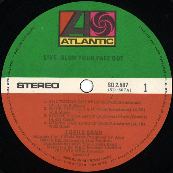 The J. Geils Band : Live - Blow Your Face Out (2xLP, Album)