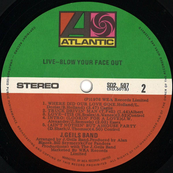 The J. Geils Band : Live - Blow Your Face Out (2xLP, Album)