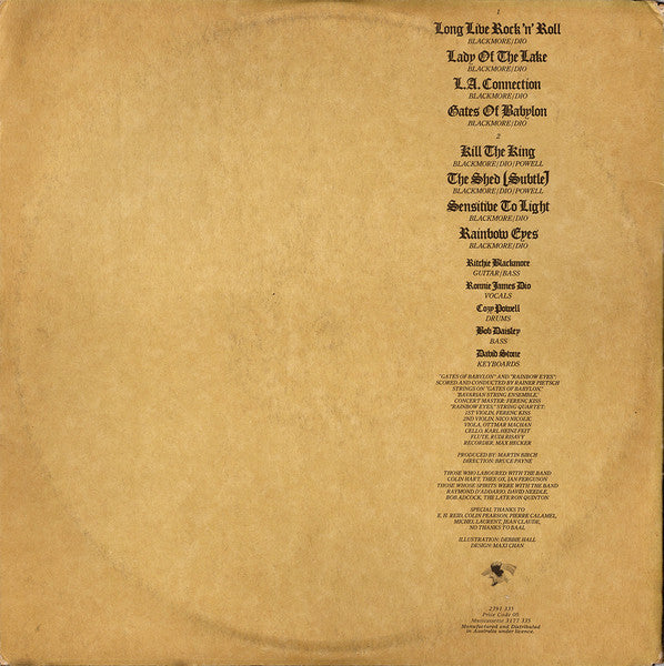 Rainbow : Long Live Rock 'N' Roll (LP, Album, Gat)